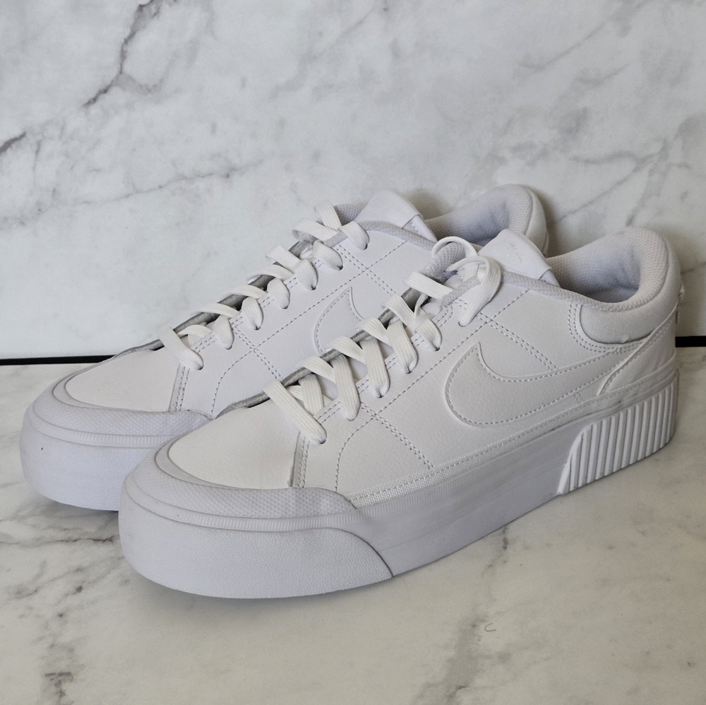 Nike Court Legacy Lift Triple White Womens Sneakers Shoes Size 10 - Picture 4 of 8